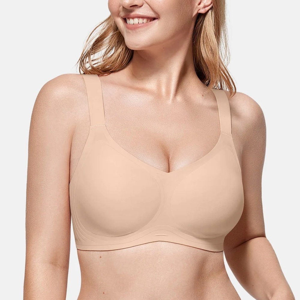 NWT VertVie Wireless Seamless Stretch Bra Nude Beige S 34A To 32C Removable Pads